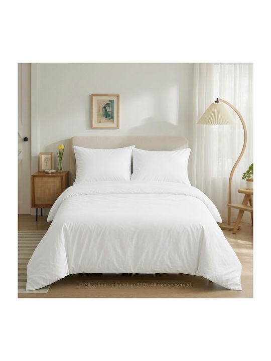 Casa Colori Cotton Duvet Cover Double 200x240 CCPA200M-White White