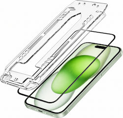 3mk Pack 2 Tempered Glass Iphone 16 Plus 15 Plus Applicator Frame Black Transparent
