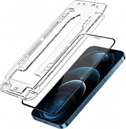 3mk Pack 2 Gehärtetes Glas iPhone 12 Pro Max Applicator Rahmen Schwarz Transparent