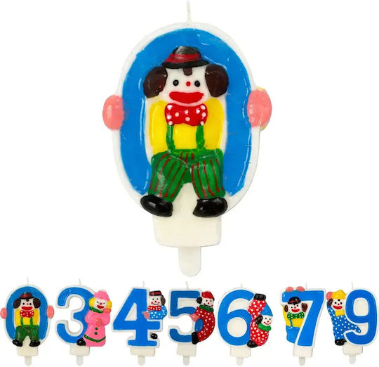 Chippo Geburtstagskerze Clown 134788 Nummer 0 Blaue 9,5 cm