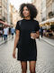 T-Shirt Dress Turtleneck Black