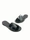 Leather Women's Flat Sandals Black