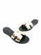Leather Women's Flat Sandals Gold
