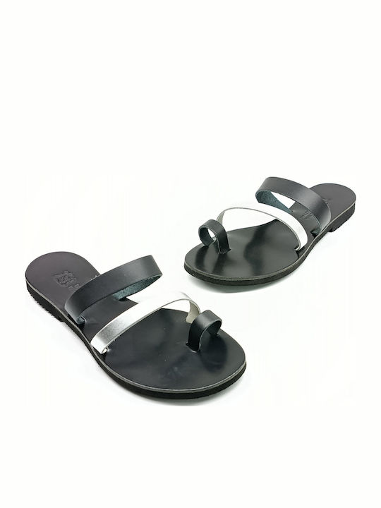 Leather Women's Flat Sandals Black