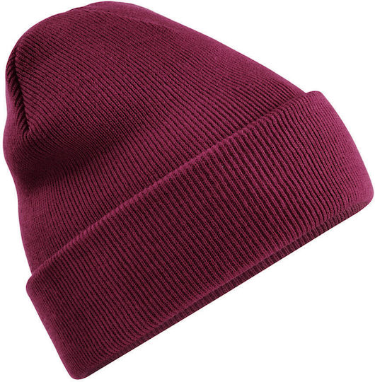 Beanie Unisex Σκούφος Πλεκτός σε Μπορντό χρώμα
