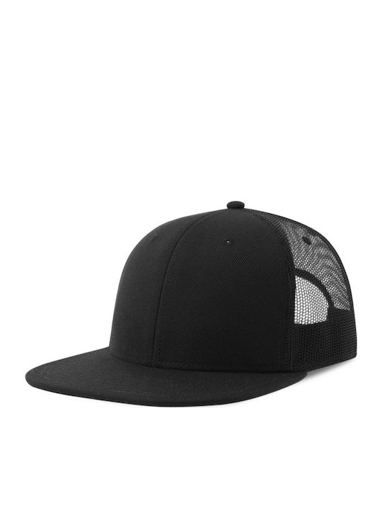 Εξάφυλλο Καπέλο S-snap Atlantis Snapback Δίχτυ Φλατ Γείσο Black Black