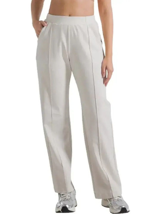 Women's Fabric Trousers in Straight Leg Style Clay Beige