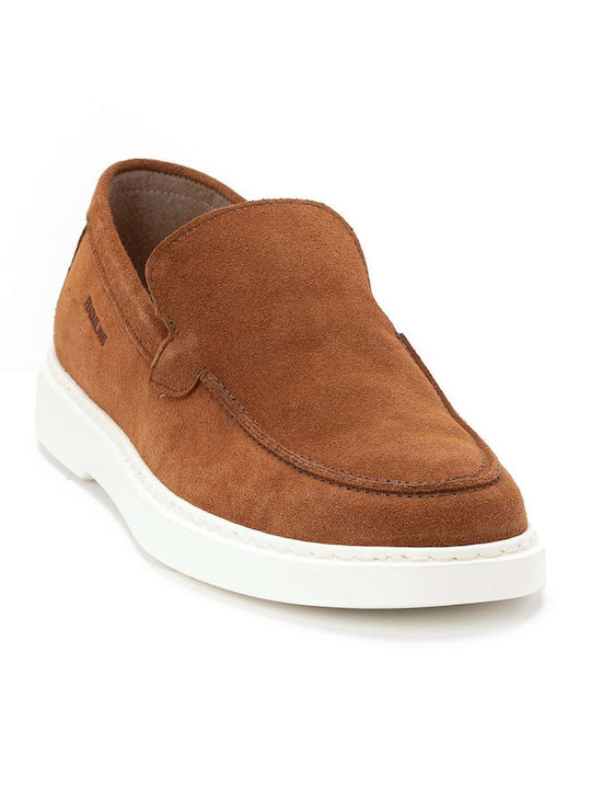 Suede Men's Loafers In Tabac Brown Color