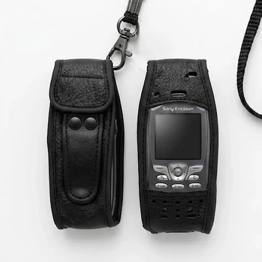 Кожен Калъф За Телефон Jup 16037-48 10-76 Sony Ericsson T65 Вграден Колан Черен