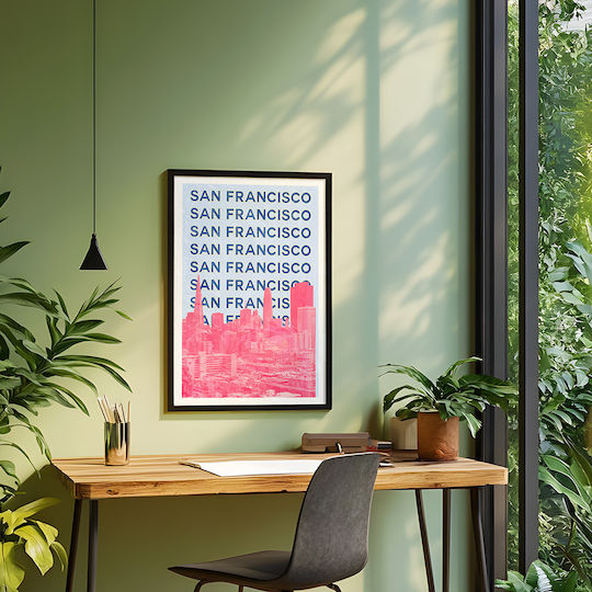 Poster San Francisco Pop Art Pst25516 40cm X 50cm Κορνίζα Καφέ Ξύλου 63388pd156106f63322