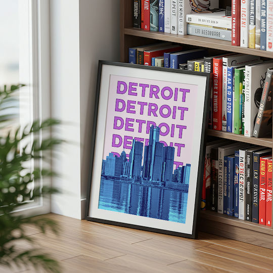 Poster Detroit Pop Art Pst25504 40cm X 50cm Premium Black Wooden Frame