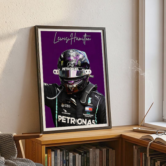Poster Formula1 Lewis Hamilton F059 40cm X 50cm Ramă Albă Din Lemn
