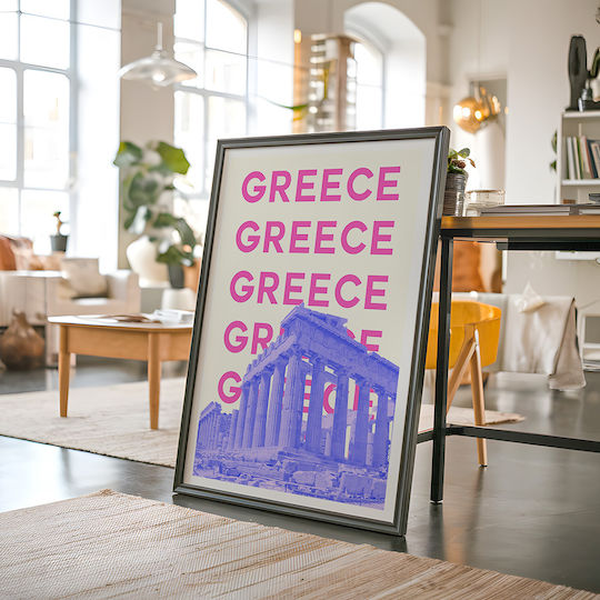 Poster Greece Pop Art Pst25507 40cm X 50cm Premium Μαύρο Ξύλινο Κάδρο-63377pd156115f55323