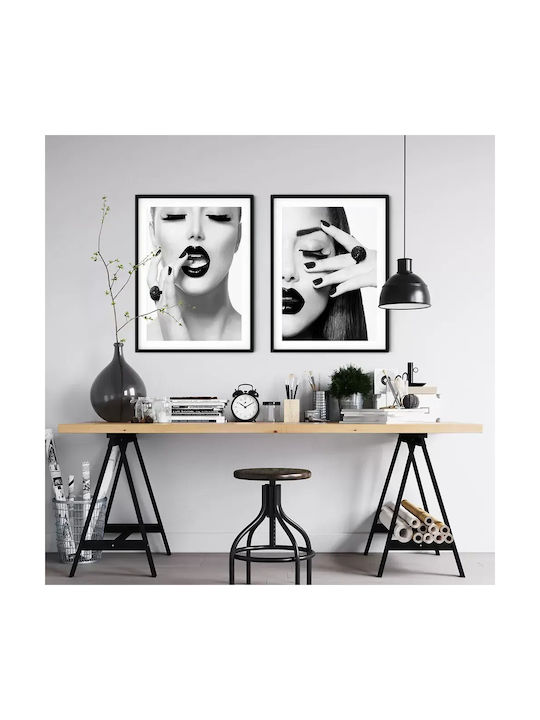 Poster Black Lips I Pst2501 40cm X 50cm Λευκή Ξύλινη Κορνίζα-60137pd156518f55310