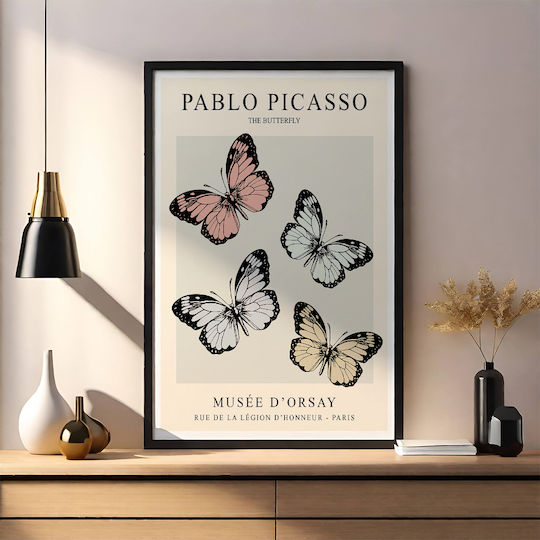 Poster Pablo Picasso Butterfly Art249 40cm X 50cm Brown Wooden Frame