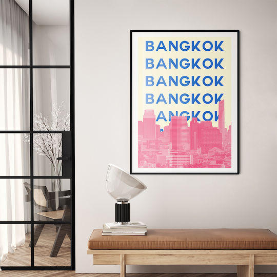 Poster Bangkok Pop Art Pst25520 40cm X 50cm Premium Black Wooden Frame