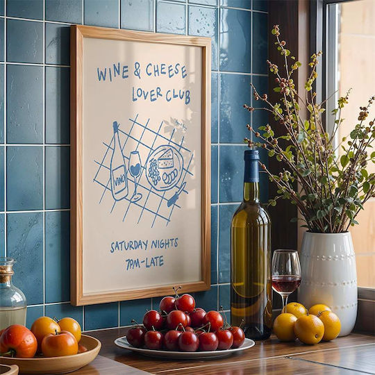 Poster Cheese & Wine Lovers Club Pst25306 40cm X 50cm Λευκή Ξύλινη Κορνίζα-62171pd156326f55310