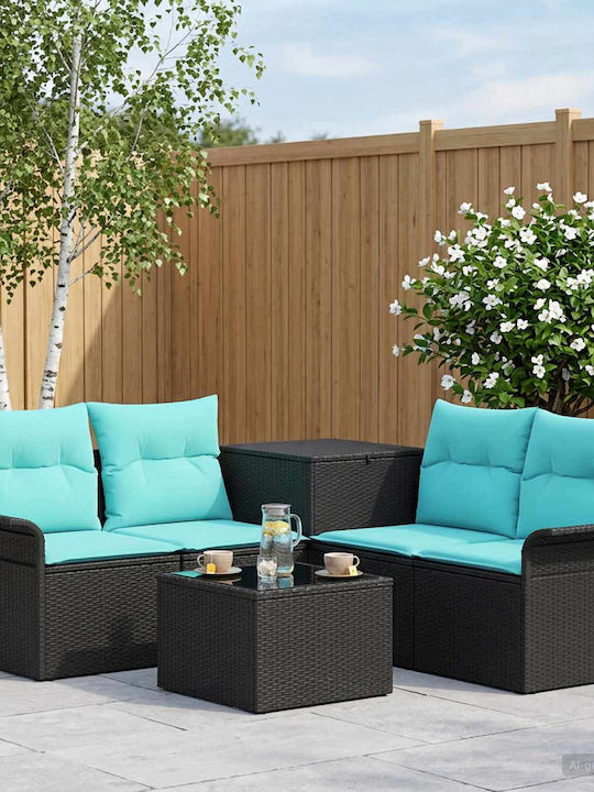 Garten- und Outdoor-Möbelsets Typsatz Wohnzimmer 6 Stück Schwarz und Blau mit Kissen