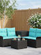 Garten- und Outdoor-Möbelsets Typsatz Wohnzimmer 6 Stück Schwarz und Blau mit Kissen