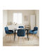 Dining Armchairs With Blue Fabric Upholstery 4 Pieces 56.5x50x87.5cm