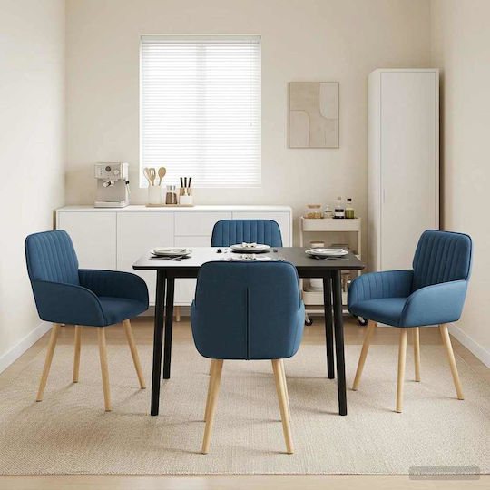 Dining Armchairs With Blue Fabric Upholstery 4 Pieces 56.5x50x87.5cm
