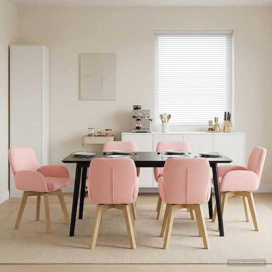 Ess- und Küchenstühle mit Stoffbezug Rosa 6 Stück 54x58x87cm