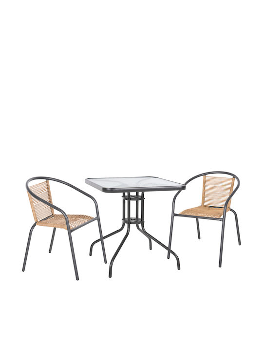 HomeMarkt Garten- und Outdoor-Möbelsets Figo 3-tlg Grau