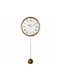 Long Wooden Wall Clock With Pendulum Gold 38x83cm
