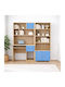 Birou pentru copii cu Bibliotecă din Melamină Albastru deschis 175x55x180cm