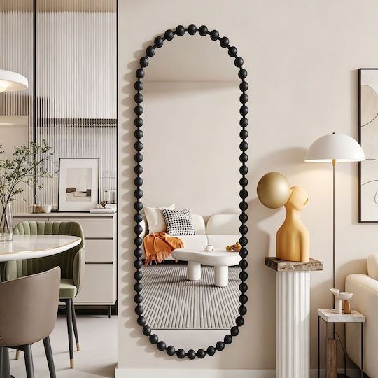 Pakketo Wandspiegel Ganzkörper Asymmetrisch mit Schwarzem Metallischem Rahmen 160x40cm