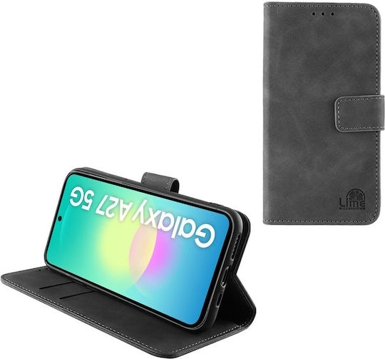 Lime Книга от изкуствена кожа / силикон сив (Galaxy A27)