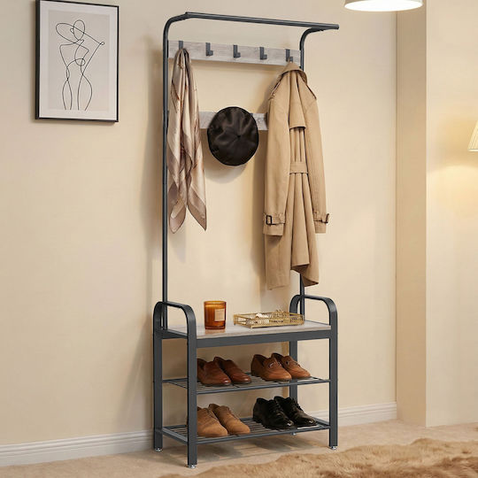Hallway Furniture with Hanger & Bench Particle Board 72x33.7x183cm