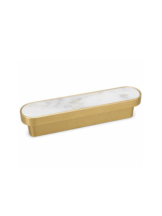 Sc Herrajes 880 Furniture Handle From Marble & Metallic Gold With Hole Centers 96mm