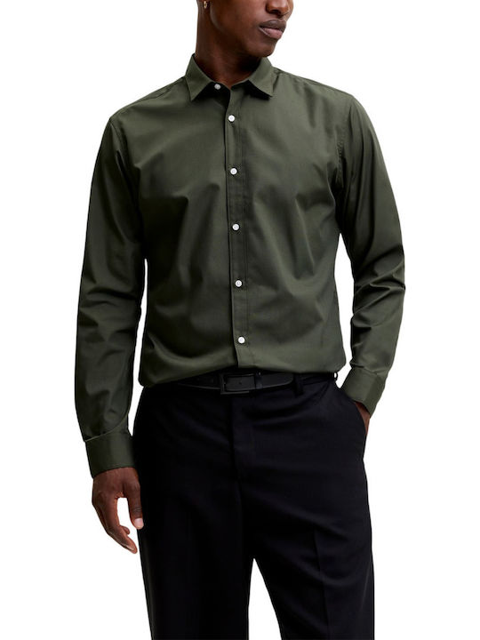 Jack & Jones Μακρυμάνικo Πουκάμισο Χακί