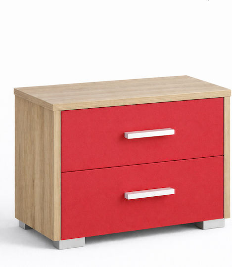 Wooden Red Bedside Table 50x34x48cm