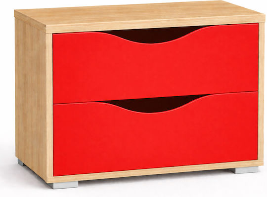 Paz Wooden Red Bedside Table 50x40x45cm