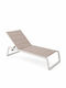 Metallic Deckchair with Textilene Fabric Beige 176x66x32cm