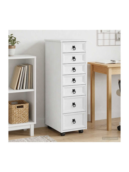 Büroaufbewahrungsschrank aus Massivholz & Metall Weiß 34x39x100cm