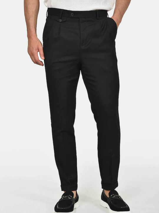 Berto Lucci Ανδρικό Παντελόνι Slim Fit Μαυρο