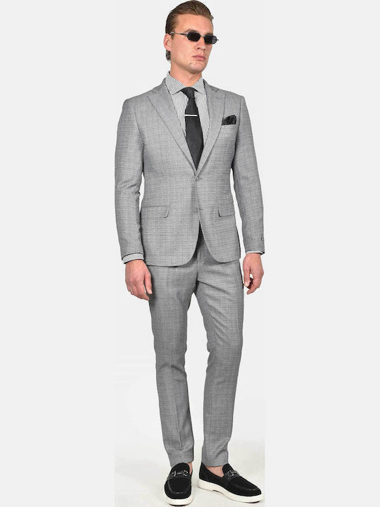 Berto Lucci Men's Suit with Slim Fit Dark Grey