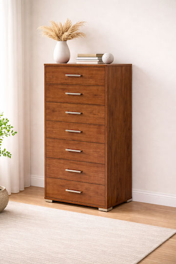 Chest of Drawers Wooden Walnut 60x45x123cm