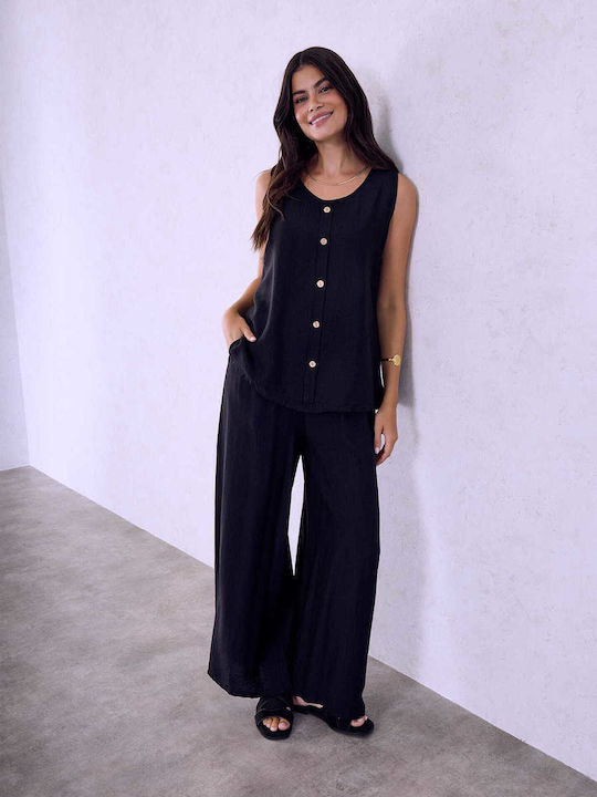 Celestino Set Women's Sleeveless Blouse Trouser...