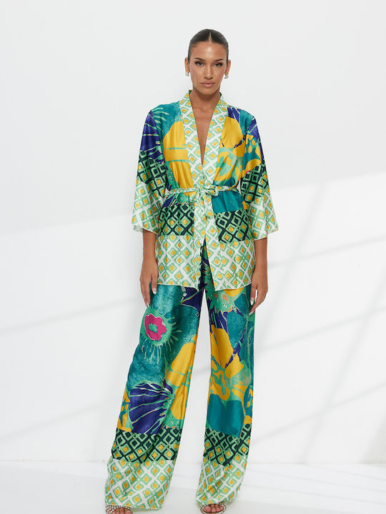 RichgirlBoudoir Women's Printed Set with Loose Fit Trousers