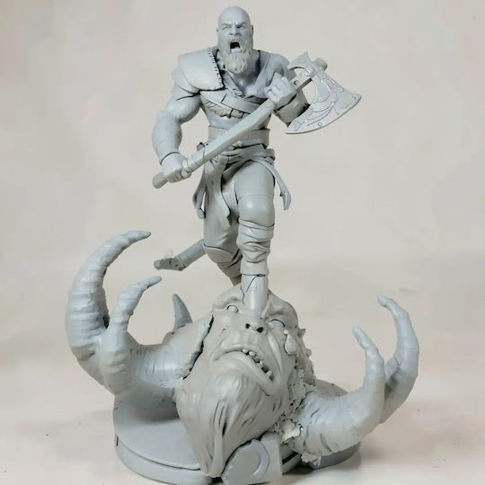 Sammlbare Figur 3d Kratos On Fire Troll Kopf Gott des Krieges Bemalt Diy Geschenk Farben 30 Cm 1:6