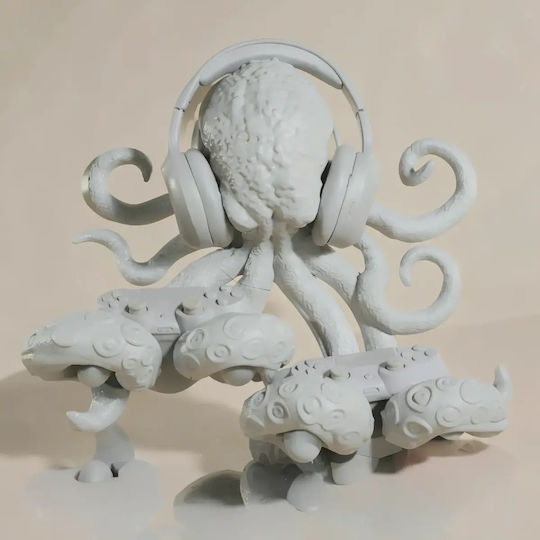 Небоядисана 3D Фигура Octopus Controller Headphone Holder 3D Боядисване DIY Подарък Цветове 15,2 см 1:12
