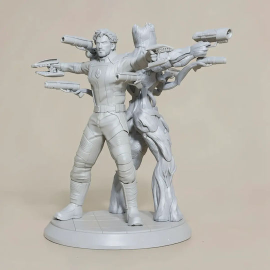 Unpainted 3D Figure Star Lord Groot From Guardian Galaxy Painting DIY Gift Colors 20 Cm 1:8
