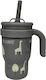 abo Always Look Up - Like A Giraffe Stainless Steel Kids Water Bottle Thermos with Straw Multicolour 350ml