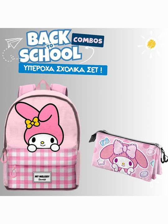 Σχολικό Σετ Τσάντα Πλάτης Hello Kitty My Melody + Κασετίνα Τριπλή