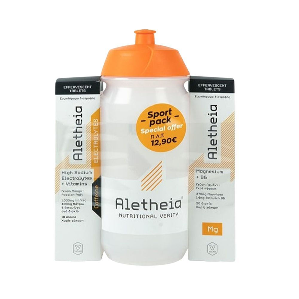 Aletheia Set Sport Electrolytes & Caffeine & Magnesium 375mg 20 Αναβράζοντα Δισκία & Παγούρι 375mg Raptors White 18 αναβράζοντα δισκία