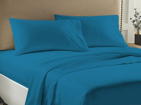 Economy Set Bed Sheets for Single Bed 160x263cm Petrol Blue 3 Pieces